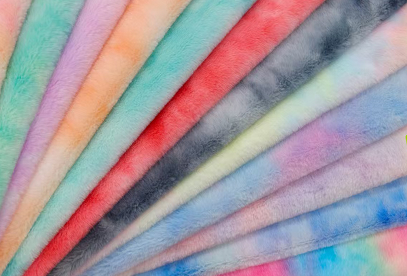 450 mg 165 cm tie-dye bedrukte konijnenbontstof geschikt voor kussens/pluche speelgoed